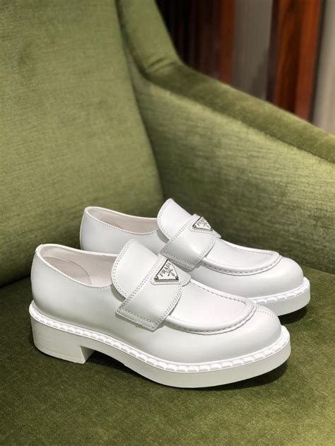 White Brushed Leather Loafers 